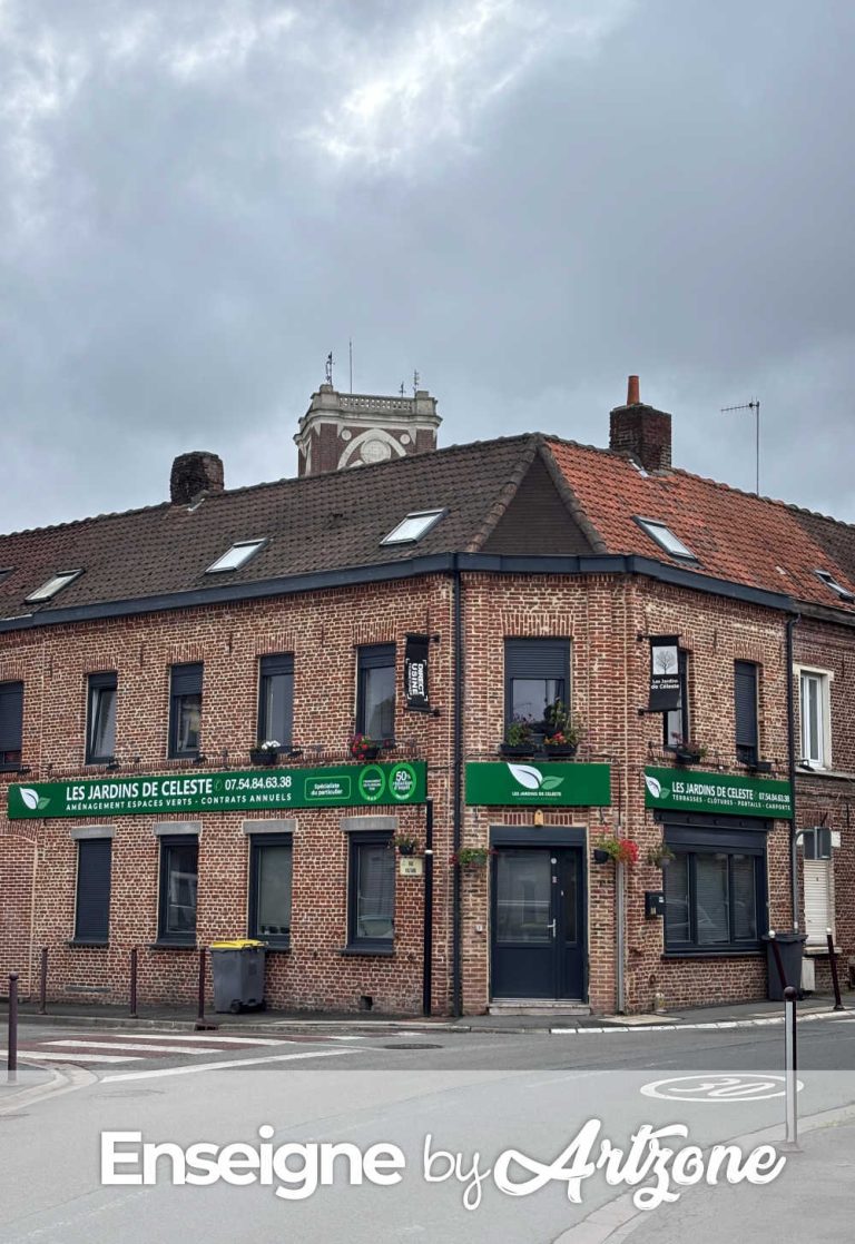 Création et pose d'enseigne à Lesquin : Art Zone accompagne Les Jardins de Célestes